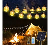 SALCAR 15m Guirnaldas Luces Exterior Solares, 60 LED Bola Cristal Guirnalda Luces Solar IP44 Impermeablet con 8 Modes y mando a distancia para Jardín, Patio, Fiesta (Blanco Calido)