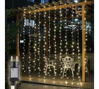 SALCAR 2 x 3 m - Cortina de luces exteriores, 240 LED, guirnalda luminosa con 8 modos y temporizador, impermeable IP44, decoración para ventana de Navidad, para interiores y exteriores, balcón