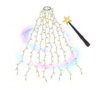 SALCAR 200LED Luces para Árbol de Navidad con Anillo, 1,5m x 8 Cadena de Luces con varita mágica mando a distancia, Impermeable Decoración Árbol Navideña Exterior Interior, Blanco Cálido