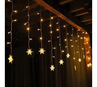 SALCAR 3 m Cortina de Nieve led, Luz LED de Nevadas 108 LEDs, Cadena Estrella de Luces Decoración + Cable de alimentación de 3m - Blanco cálido