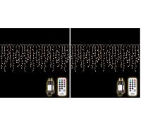 SALCAR 5m Cortina de Luces LED de Jardín, Guirnaldas de Luces 200 LEDs Guirnalda Luminosa Blanco Cálido LED Iluminación Decorativa con Control Remoto para Navidad, Halloween (Paquete de 2)