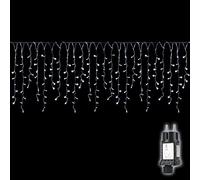 SALCAR 5m Cortina de Luces LED de Jardín, Guirnaldas de Luces 200 LEDs Guirnalda Luminosa Blanco Cálido LED Iluminación Decorativa con Control Remoto para Navidad, Halloween - Blanco