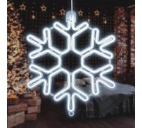 SALCAR 60 cm LED copo de nieve neón, iluminación navideña para ventana | Decoración de copo de nieve XXL, decoración navideña luminosa, LED blanco frío, resistente a la intemperie