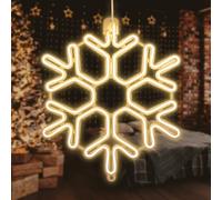 SALCAR 60 cm LED copo de nieve neón, iluminación navideña para ventana | Decoración de copo de nieve XXL, luz blanca cálida, LED, resistente a la intemperie, temporizador y función de memoria para