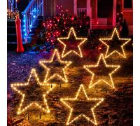 SALCAR 90 cm 480 LED Estrella Juego de 6 luces de Navidad blanco cálido | Estrella de metal estable, iluminación exterior de Navidad, decoración navideña para jardín delantero