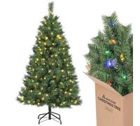 SALCAR Árbol de Navidad Artificial 120 cm, 226 Ramas de PVC, 110 Luces LED Calidas y Multicolor, Base de Hierro Estable, Diámetro 69 cm - Decoración Navideña para Interiores