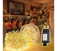 SALCAR Cadena de luces de 15 m con 600 luces LED de alambre de cobre, resistente al agua, con 8 modos, temporizador y memoria, para exterior, interior, jardín, árbol de Navidad, boda, blanco cálido