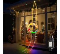 SALCAR Cadena de luces LED de escalera de Navidad, luz blanca cálida & colorida, 3 m, iluminación navideña con 9 modos, temporizador y memoria, resistente al agua, iluminación para árbol de Navidad