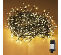 SALCAR Cadena de luces LED en racimo para árbol de Navidad, 10m con 400 LED, iluminación de árbol de Navidad con 8 modos, temporizador y memoria, cadena de luces en racimo impermeable para interior y