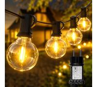 SALCAR Cadena de luces para exteriores (15 m, 20 + 1 bombillas) | Resistente a la intemperie, temporizador de 6/18 horas, luz blanca cálida, iluminación navideña para jardín, balcón, cenador