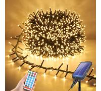 SALCAR Cadena de luces solares de 19 m, 800 LED, para exteriores (cable de alimentación de 16 + 3 m) con mando a distancia, 13 modos, resistente a la intemperie, para exteriores, decoración interior