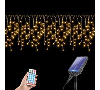 SALCAR Cadena de luces solares para exteriores, 15,6 m, 480 LED, cortina de luces solares para ventanas exteriores, 13 modos, resistente a la intemperie, con mando a distancia, para jardín, balcón