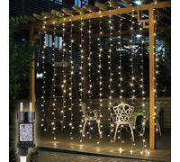 SALCAR Cortina de luces LED 3 * 3 metros, 300 LEDs, Luz de la Cortina para navidad, decoracion de fiestas, celebraciones, interiores, 8 programas de cambio de luz (luz cálida)