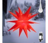 SALCAR Estrella de Navidad iluminada para Exteriores, 45 cm, Estrella | Estrella LED con temporizador, resistente a la intemperie, para colgar, estrella de Adviento, decoración navideña para