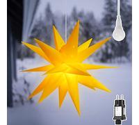 SALCAR Estrella Luminosa Amarilla 3D con Luz LED Amarilla Cálida, Luz de Estrella Plegable para Ventana y Decoración Navideña del Hogar
