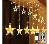 SALCAR Estrellas hadas luces, 108 LEDs telones de hogar, LED cortina cadena luces con control remoto para boda, Navidad, Halloween, vacaciones, fiestas