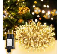 SALCAR Guirnalda de Luces, 10m 150 LEDs Cadena de luces para Navidad, Impermeable Luces de Exterior con 8 Modos y Temporizador, para Decoración Navidad Fiesta Boda, Cable Transparente, Blanco Cálido