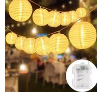 Salcar - Guirnalda de luces LED de 10 m con batería resistente al agua, 40 luces LED, resistente al agua, iluminación blanco cálido