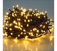 SALCAR, guirnalda de luces LED de 15 metros, modelo 220, para decoración navideña. Iluminación para árbol de Navidad, luces navideñas para exteriores, con 8 modos y función de memoria, luz cálida