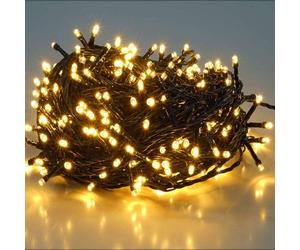 SALCAR, guirnalda de luces LED de 15 metros, modelo 220, para decoración navideña. Iluminación para árbol de Navidad, luces navideñas para exteriores, con 8 modos y función de memoria, luz cálida