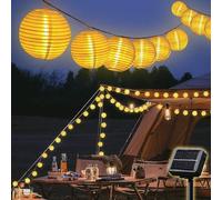 SALCAR Guirnalda de luces solares para exteriores, 5 m, 20 ledes, farolillos solares para exteriores, resistente a la intemperie, 8 modos, para jardín, balcón, patio, decoración fija, blanco cálido