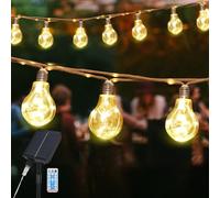 SALCAR Guirnalda Solar Exterior de Cuerda de Cáñamo Vintage, 5M 10 Bombillas LED Impermeable, 8 Modos Guirnalda Luminosa Outdoor para Árbol Terraza Patio Casa Decoración Boda, Blanco Cálido