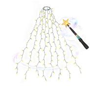 SALCAR Luces para Árbol de Navidad, 2m x 8 guirnaldas 280 LED Cadena de Luces con Anillo, con varita mágica y mando a distancia, para árbol de Navidad de 150cm, 180cm, 210cm, 240cm, Blanco Cálido