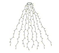SALCAR, guirnalda de luces para árbol de Navidad de 1,5 metros, con anillos y 8 adornos, 200 luces LED para árboles de 90 cm a 150 cm, luz blanca cálida