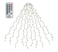 SALCAR Luces para Árbol de Navidad con Anillo, 250LED 1.5m x 10 Cadena de Luces con Control Remoto, 8 Modos, Impermeable Luces de Decoración Árbol Navideña para Exterior Interior, Blanco Cálido