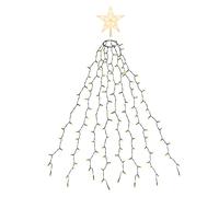 SALCAR Luces para Árbol de Navidad con Anillo y Estrella, 290LED 2m x 8 Guirnaldas Cadena de Luces con 8 Modos, Impermeable Decoración Árbol Navideña Exterior Interior, Blanco Cálido