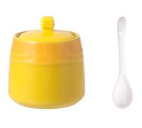Salero de Cerámica Cuchara, Contenedor para Especias y Azúcar | Decoración Amarilla para Cocina y Buffet, Almacenamiento de Condimentos, Adecuado para Especias y Caramelos