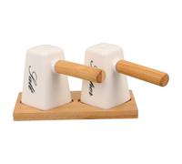 Salero y Pimentero de Cerámica de Color Claro con Base y Asa de Madera | 85 Ml por Pieza, Dispensación Cómoda, para Pimienta Negra y Especias Finas, Mesa y Buffet