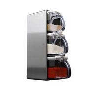 Saleros de Cocina Modernos, Organizador Especiero Modular, Salero y Azucarero, Botes para Especias con Tapas y Cucharas, Set de Recipientes para Condimentos en Acero Inoxidable 304, Transparente
