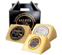 SALETA® Cesta Quesos Gourmet Regalo | Queso de Oveja | 3 Cuñas Queso Semicurado, Añejo y Ahumado | Surtido de quesos para regalar Pack "Be Cheese" 750gr