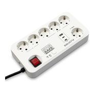 Salicru - Regleta Smart Home con Iluminación LED RGB y 3 Puertos USB (2 USB-C, 1 USB-A) SPS SAFE 5S+ para Hogar y Oficina, Protección Activa 600 J, 13.000 A, Certificación UNE/IEC, Cable 1,4 m - 680DA