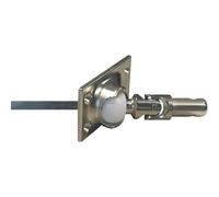 Salida de caja - Cuadrado 6 mm - Giratorio 12 mm - Pasador de caja para salida de maletero - Guía deportada articulación - Longitud 300 mm - Para persianas y persianas enrollables - Geiger