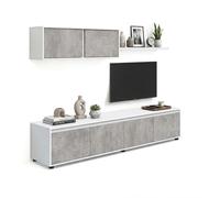 Salón con mueble de TV y estantería 200 cm Arlet Artik white - cement gray