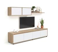 Salón con mueble de TV y estantería 200 cm Arlet Canadian oak - artik white
