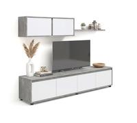 Salón con mueble de TV y estantería 200 cm Arlet Cement gray - artik white