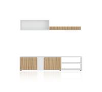 Salón con mueble de tv y estantería en blanco mate y natur 180 cm alix blanco artik (blanco mate) - natur 180 x 40 x 33 cm