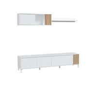 Due-Home Innovations SL Mueble de salón Ethna Blanco Artik y Natur Estilo moderno 200x40 cm