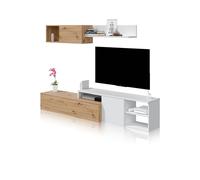 Salón kate blanco artik (blanco mate) - roble nodi 221 x 44 x 40 cm