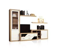Salón modular con gran capacidad de almacenaje en cambria y blanco 280 cm nuka v6 cambria - blanco 280 x 193,2 x 34,6 cm