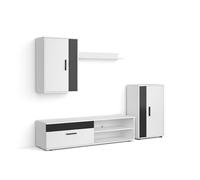 duehome - Salón modular con mueble TV 140 cm Lunet Artik white - black