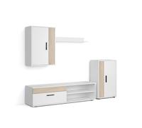 duehome - Salón modular con mueble TV 140 cm Lunet Blanco artik - canadian oak