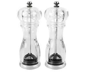 Salter 7606 CLXR Juego de Molinillo de Sal y Pimienta, Molinos contemporáneos cerámica Dura, Amoladora más Afilada, Perfecta para Sal del Himalaya, Ajustable de Finas a Gruesas, Transparente
