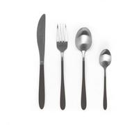 Salter BW09388TK Pearlise 16 Piece Stainless Steel Cutlery Set for 4 People Mirror Polished Modern Design with Knives, Forks, Spoons, Tea Spoons, Black/Silver