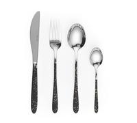 Salter BW09496 Juego De Cubertería Con 16 Piezas, De Acero Inoxidable, Incluye 4 Cuchillos, 4 Tenedores, 4 Cucharas y 4 Cucharillas, Lavar Solo A Mano Ideal Para 4 Personas, Mármol Dorado