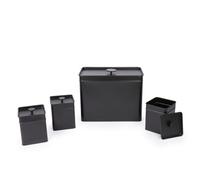 Salter Kuro BW12614EU7 Juego de almacenamiento de cocina de 4 piezas - Juego de 3 botes, té, café, azúcar, panera grande con tapa, acabado con recubrimiento en polvo negro, frescura hermética de larga