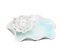 Saluaqui Portaincienso de Cerámica Blanca Forma de Flor | La bandeja de cerámica con esmalte craquelado de hielo contiene incienso en barra y cono, adecuada para la decoración de la